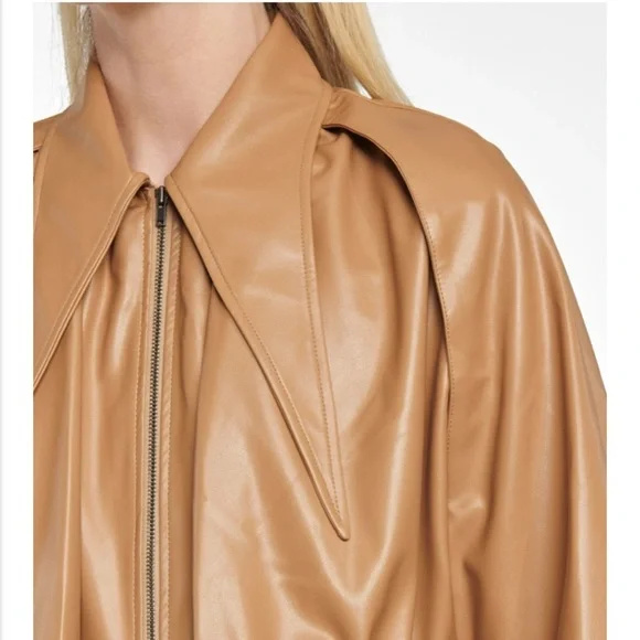 Deveaux New York Ari Camel Brown Vegan Faux Leather Jacket - Picture 5 of 14